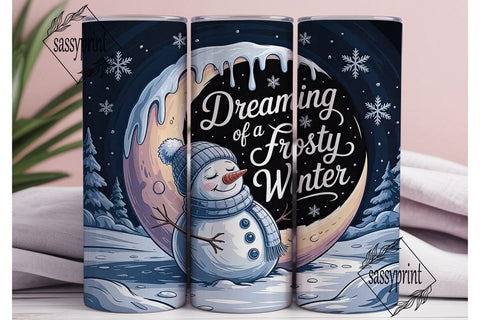 Dreaming of Frosty Winter Tumbler Wrap Sublimation sassyprint 
