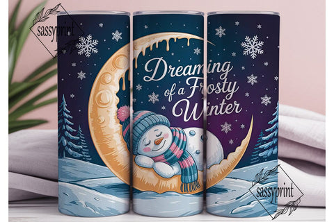 Dreaming of Frosty Winter Tumbler Wrap Sublimation sassyprint 
