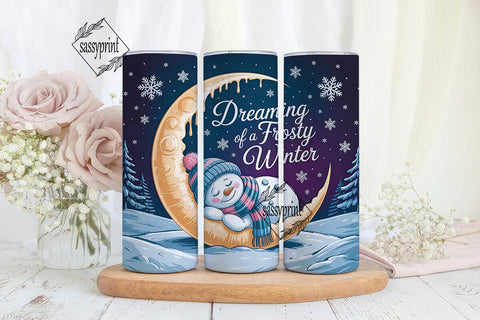 Dreaming of Frosty Winter Tumbler Wrap Sublimation sassyprint 