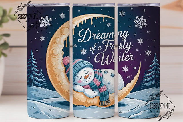 Dreaming of Frosty Winter Tumbler Wrap Sublimation sassyprint 