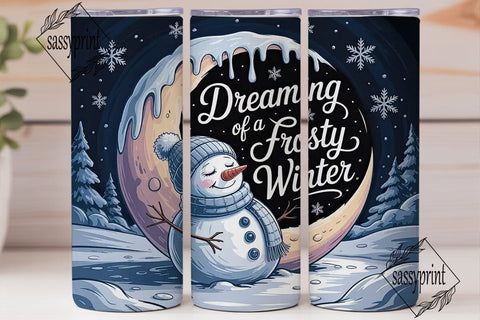 Dreaming of Frosty Winter Tumbler Wrap Sublimation sassyprint 