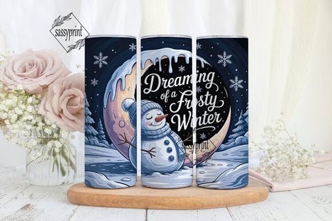 Dreaming of Frosty Winter Tumbler Wrap Sublimation sassyprint 