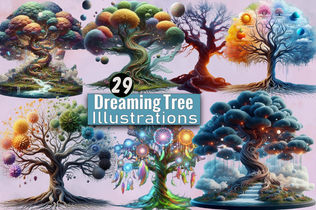 Dreaming tree Sublimation Clipart Bundle Sublimation SVGArt 