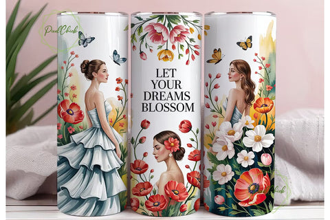 Dreams Blossom Women Floral 20oz Tumbler Sublimation PixelChick 
