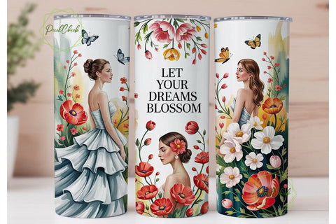 Dreams Blossom Women Floral 20oz Tumbler Sublimation PixelChick 
