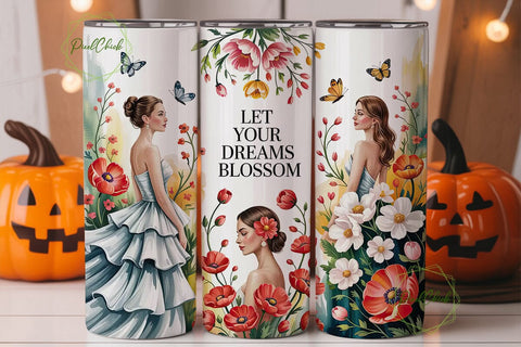 Dreams Blossom Women Floral 20oz Tumbler Sublimation PixelChick 