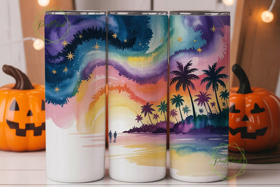 Dreamy Beach Sunset 20oz Tumbler Wrap Sublimation PixelChick 