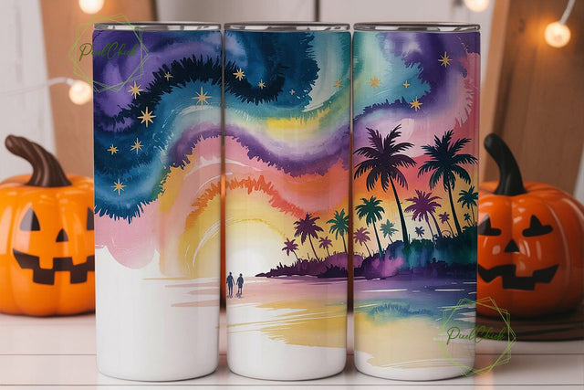 Dreamy Beach Sunset 20oz Tumbler Wrap Sublimation PixelChick 
