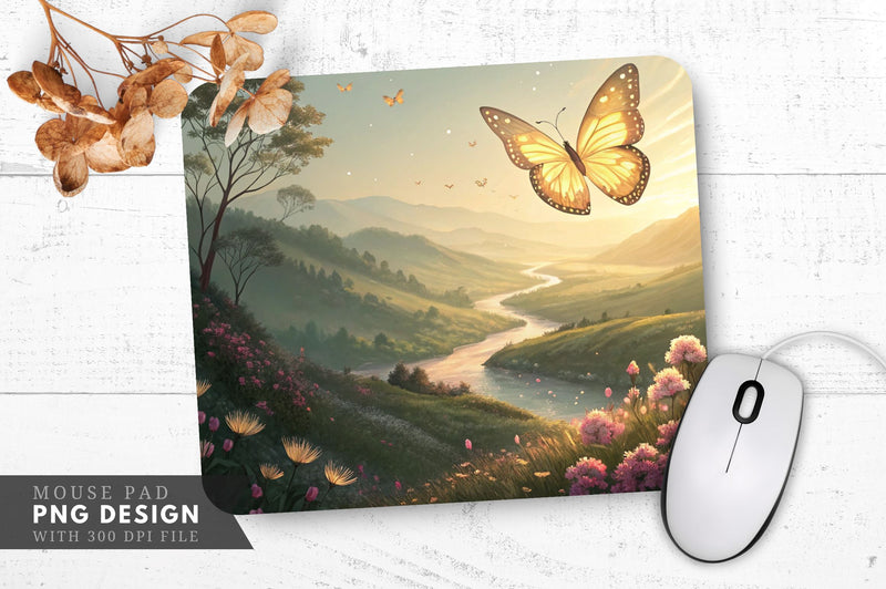 Dreamy Butterfly Bliss Mouse Pad PNG Sublimation Regulrcrative 