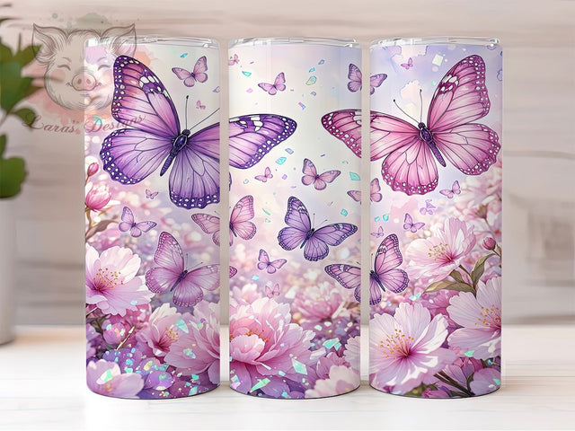 Dreamy Butterfly Blossom 20oz Tumbler, Butterfly Blossom, Dreamy Design, Whimsical Charm, Fantasy Style, Magical Aesthetic, 20oz Wrap, Sublimation Tumbler Sublimation Lara' s Designs 
