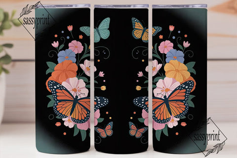 Dreamy Butterfly Floral 20oz Tumbler Sublimation sassyprint 