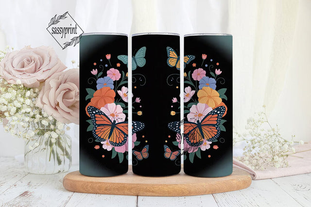 Dreamy Butterfly Floral 20oz Tumbler Sublimation sassyprint 