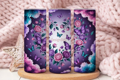 Dreamy Butterfly Heart 20oz Tumbler Wrap Sublimation DesignSVG 