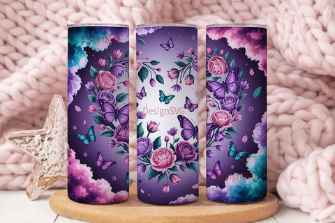 Dreamy Butterfly Heart 20oz Tumbler Wrap Sublimation DesignSVG 