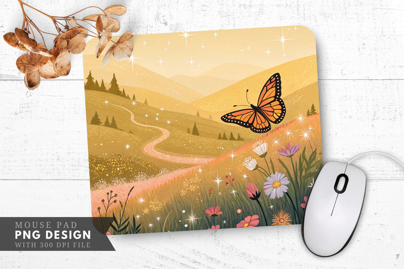 Dreamy Butterfly Meadow Mouse Pad Design Sublimation Regulrcrative 