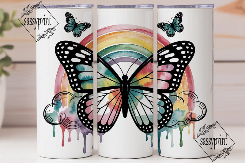 Dreamy Butterfly Rainbow 20oz Tumbler Sublimation sassyprint 