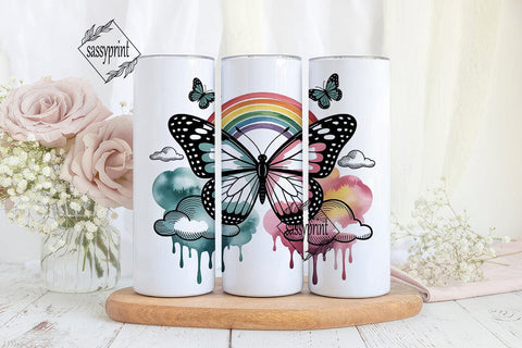 Dreamy Butterfly Rainbow 20oz Tumbler Sublimation sassyprint 
