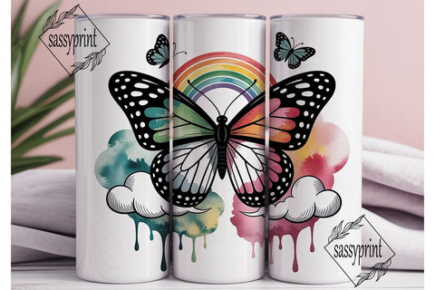 Dreamy Butterfly Rainbow 20oz Tumbler Sublimation sassyprint 