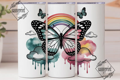 Dreamy Butterfly Rainbow 20oz Tumbler Sublimation sassyprint 