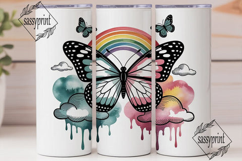 Dreamy Butterfly Rainbow 20oz Tumbler Sublimation sassyprint 