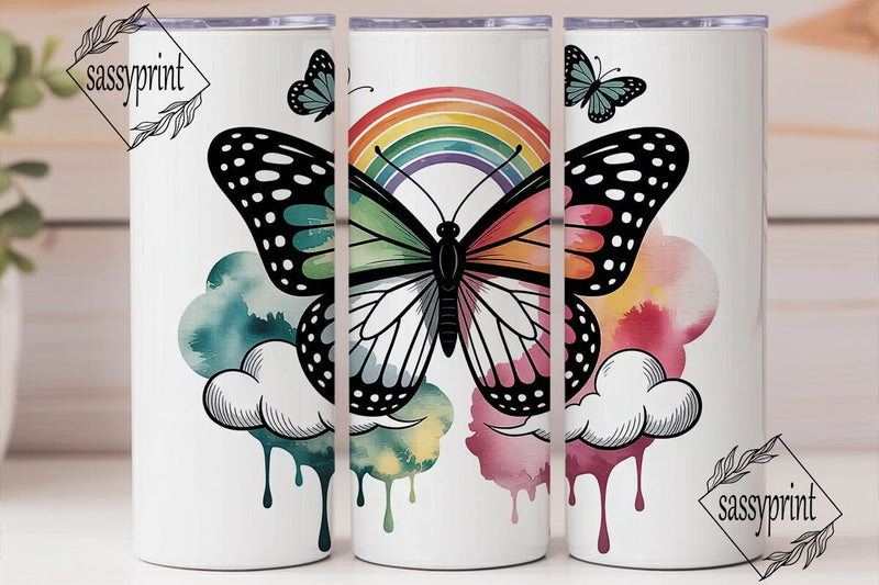 Dreamy Butterfly Rainbow 20oz Tumbler Sublimation sassyprint 