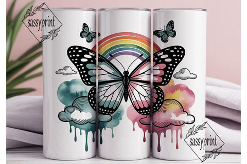 Dreamy Butterfly Rainbow 20oz Tumbler Sublimation sassyprint 
