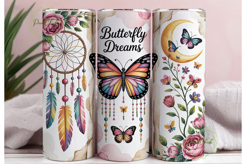 Dreamy Butterfly Tumbler Wrap Sublimation PixelChick 