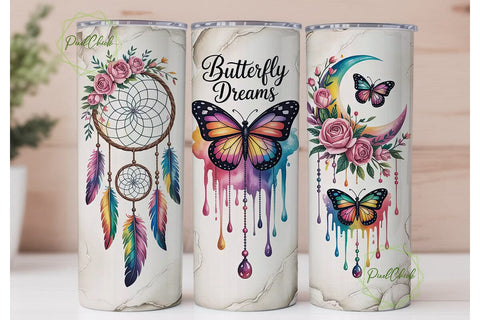 Dreamy Butterfly Tumbler Wrap Sublimation PixelChick 