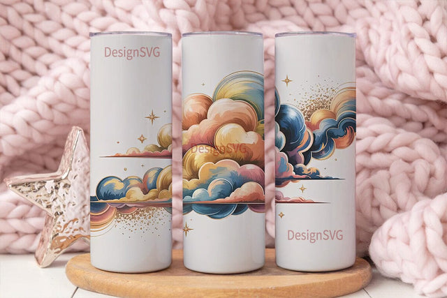 Dreamy Clouds Tumbler Wrap Sublimation DesignSVG 