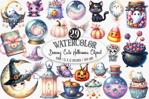 Dreamy Cute Halloween Clipart Sublimation SVGista 