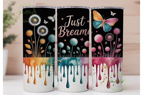 Dreamy Dandelion & Butterfly Tumbler Sublimation PixelChick 