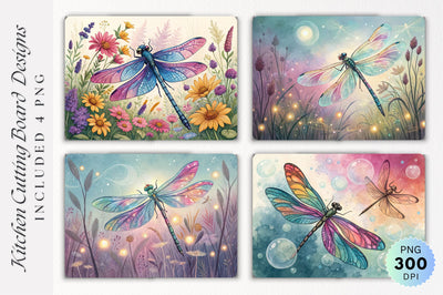 Dreamy Dragonfly with Jewel Wings Cutting Board PNG Design Sublimation Regulrcrative 