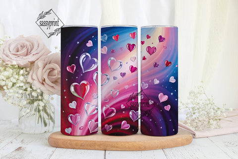 Dreamy Floating Hearts 20oz Tumbler Wrap Sublimation sassyprint 