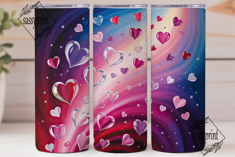 Dreamy Floating Hearts 20oz Tumbler Wrap Sublimation sassyprint 