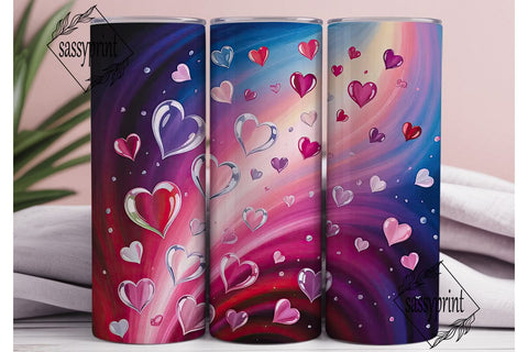Dreamy Floating Hearts 20oz Tumbler Wrap Sublimation sassyprint 