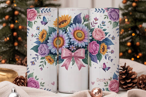 Dreamy Floral Bouquet 20oz Tumbler Wrap Sublimation DesignSVG 