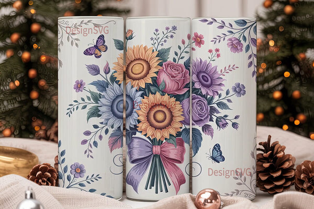 Dreamy Floral Bouquet 20oz Tumbler Wrap Sublimation DesignSVG 