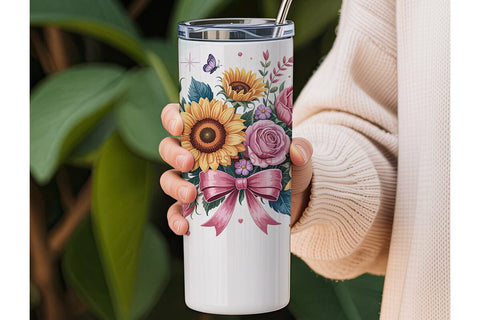 Dreamy Floral Bouquet 20oz Tumbler Wrap Sublimation DesignSVG 