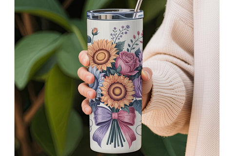 Dreamy Floral Bouquet 20oz Tumbler Wrap Sublimation DesignSVG 
