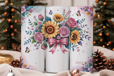 Dreamy Floral Bouquet 20oz Tumbler Wrap Sublimation DesignSVG 
