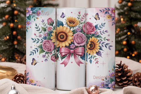 Dreamy Floral Bouquet 20oz Tumbler Wrap Sublimation DesignSVG 