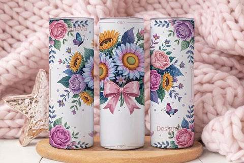 Dreamy Floral Bouquet 20oz Tumbler Wrap Sublimation DesignSVG 