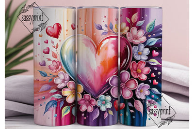 Dreamy Floral Heart 20oz Tumbler Wrap Sublimation sassyprint 