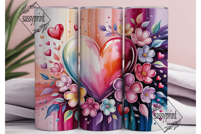Dreamy Floral Heart 20oz Tumbler Wrap Sublimation sassyprint 
