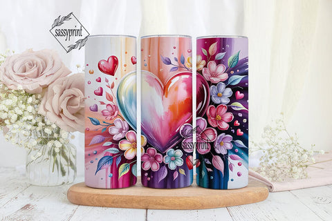 Dreamy Floral Heart 20oz Tumbler Wrap Sublimation sassyprint 