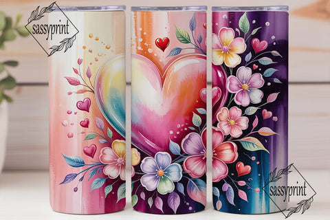 Dreamy Floral Heart 20oz Tumbler Wrap Sublimation sassyprint 