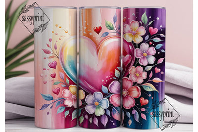 Dreamy Floral Heart 20oz Tumbler Wrap Sublimation sassyprint 