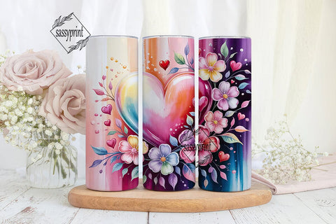 Dreamy Floral Heart 20oz Tumbler Wrap Sublimation sassyprint 