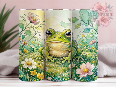 Dreamy Frog & Flowers 20oz Tumbler, Frog Flowers, Dreamy Style, Nature Theme, Sublimation Wrap, 20oz Tumbler, Whimsical Aesthetic, Garden Design Sublimation Li Zamperini 
