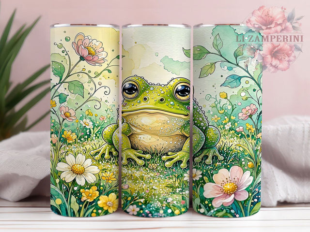 Dreamy Frog & Flowers 20oz Tumbler, Frog Flowers, Dreamy Style, Nature Theme, Sublimation Wrap, 20oz Tumbler, Whimsical Aesthetic, Garden Design Sublimation Li Zamperini 